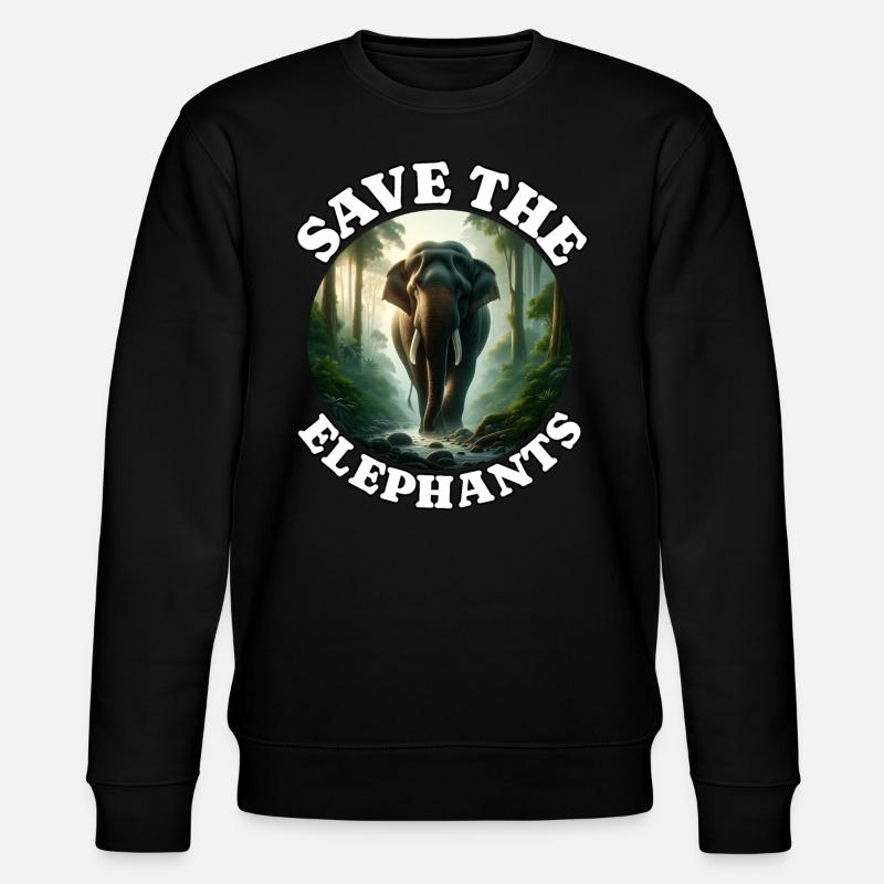 Sumatra Elefant - Stanley/Stella Unisex Bio-Sweatshirt CHANGER  - Schwarz