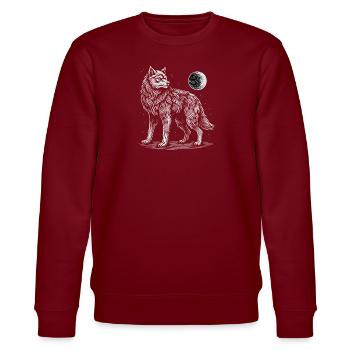 Wolf Mond Wildtier - Stanley/Stella Unisex Bio-Sweatshirt CHANGER  - Burgunderrot - Vorne - Nik (191cm) & Marisol (170cm)