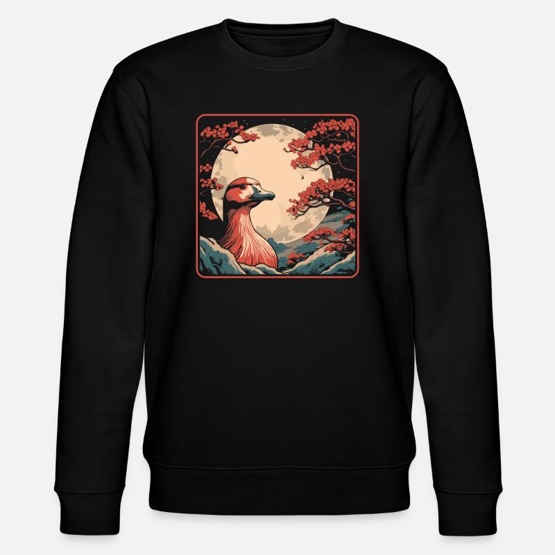 Canard Japon Cerisier Fleur Lune - Sweat bio CHANGER Stanley/Stella Unisexe - noir