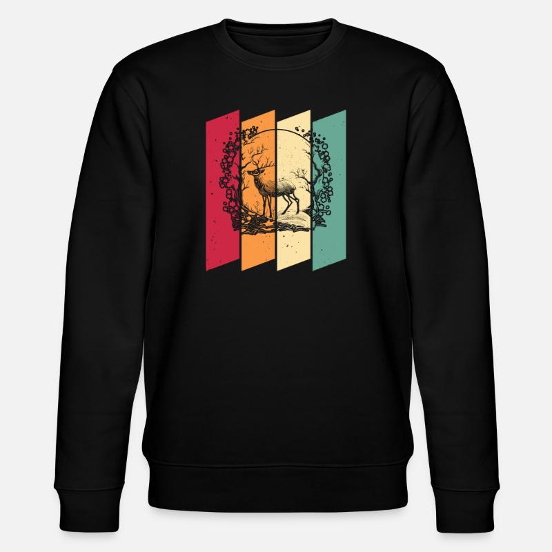 Cerf Japon Cerisier Fleur Lune - Sweat bio CHANGER Stanley/Stella Unisexe - noir