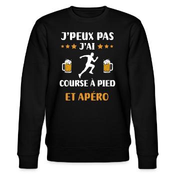 Ich kann nicht Ich lief Aperitif Humor Geschenk - Stanley/Stella Unisex Bio-Sweatshirt CHANGER  - Schwarz - Vorne - Nik (191cm) & Marisol (170cm)