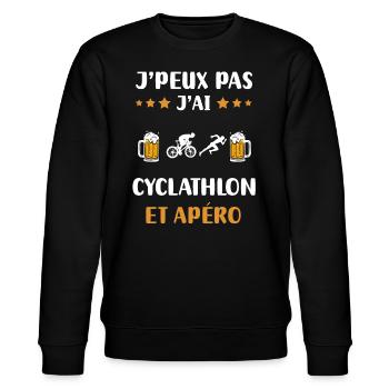 je peux pas j'ai cyclathlon apéro humour cadeau - Sweat bio CHANGER Stanley/Stella Unisexe - noir - Devant - Nik (191cm) & Marisol (170cm)