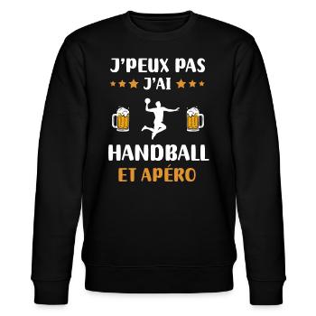 Ich kann nicht, ich habe Handball, Aperitif, Humor, Geschenk - Stanley/Stella Unisex Bio-Sweatshirt CHANGER  - Schwarz - Vorne - Nik (191cm) & Marisol (170cm)