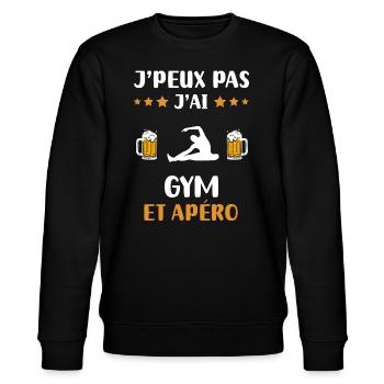 je peux pas j'ai gym apéro humour cadeau - Sweat bio CHANGER Stanley/Stella Unisexe - noir - Devant - Nik (191cm) & Marisol (170cm)