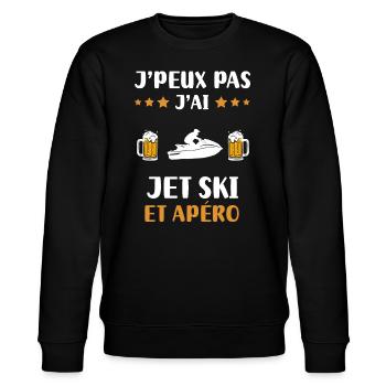 Ich kann nicht Jetski Aperitif Humor Geschenk - Stanley/Stella Unisex Bio-Sweatshirt CHANGER  - Schwarz - Vorne - Nik (191cm) & Marisol (170cm)