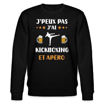 Ich kann nicht Ich Kickboxen Aperitif Humor Geschenk - Stanley/Stella Unisex Bio-Sweatshirt CHANGER  - Schwarz - Vorne - Nik (191cm) & Marisol (170cm)