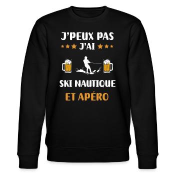 I can't I water ski aperitif humor gift - Stanley/Stella CHANGER Unisex Organic Sweatshirt - black - Front - Nik (191cm) & Marisol (170cm)