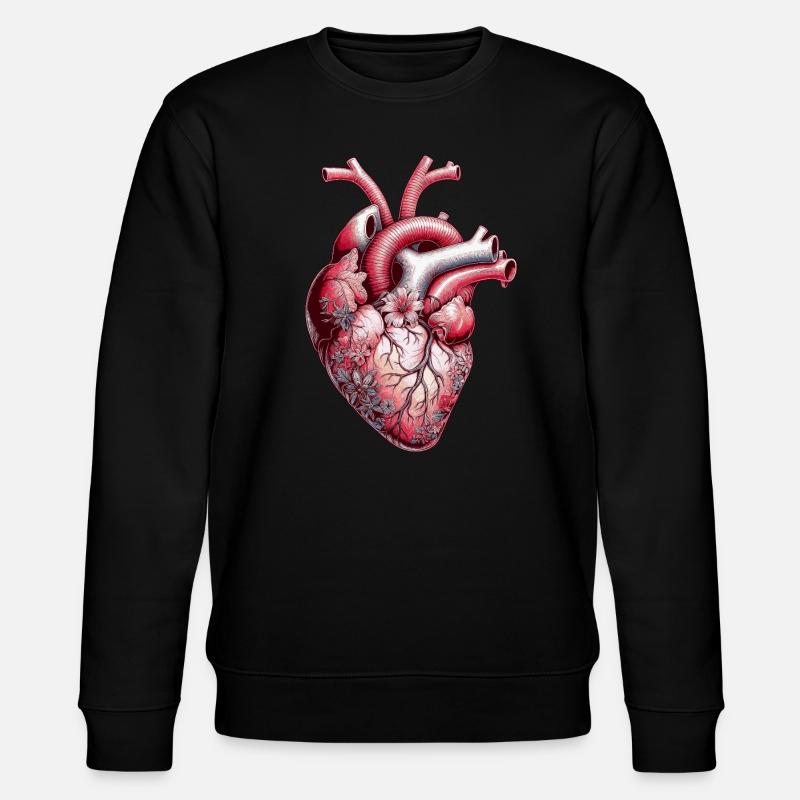 Anatomisches Herz Blumen - Stanley/Stella Unisex Bio-Sweatshirt CHANGER  - Schwarz