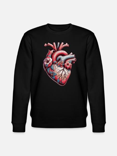 Anatomisches Herz mit Blumen - Stanley/Stella Unisex Bio-Sweatshirt CHANGER - Schwarz