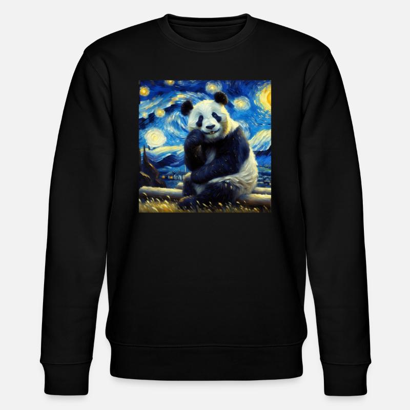 Pandabär Starry Night Panda - Stanley/Stella Unisex Bio-Sweatshirt CHANGER - Schwarz