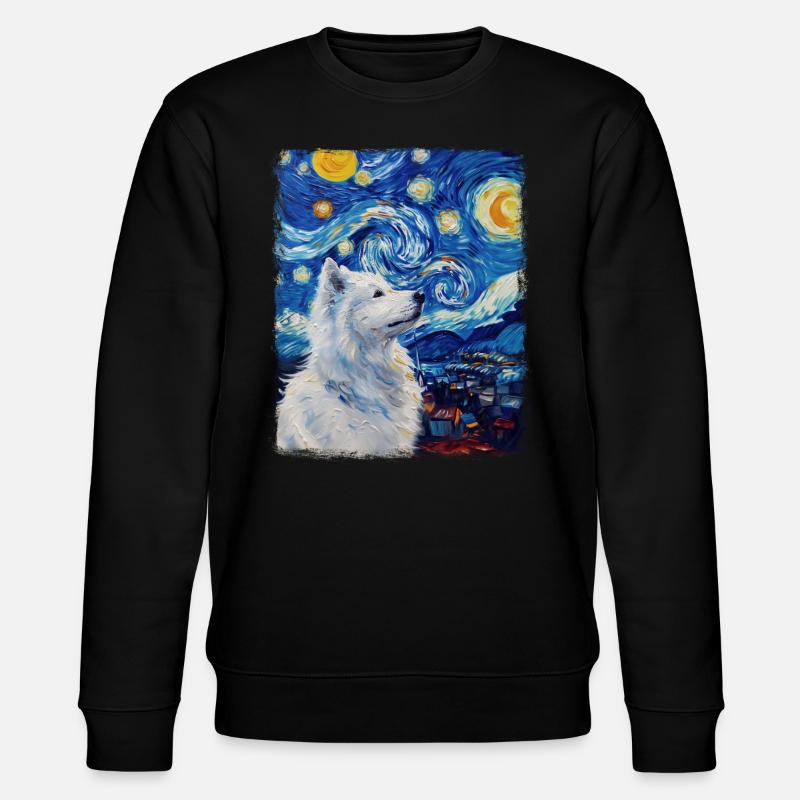 Samojedenhund Sternennacht Gemälde - Stanley/Stella Unisex Bio-Sweatshirt CHANGER - Schwarz