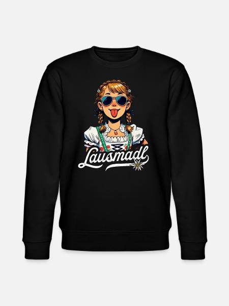 Kinder Lausmadl T-Shirt Tracht Damen Trachtenshirt - Stanley/Stella Unisex Bio-Sweatshirt CHANGER  - Schwarz