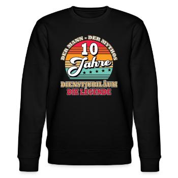 10 Jähriges Dienstjubiläum Firmenjubiläum Geschenk - Stanley/Stella Unisex Bio-Sweatshirt CHANGER  - Schwarz - Vorne - Nik (191cm) & Marisol (170cm)