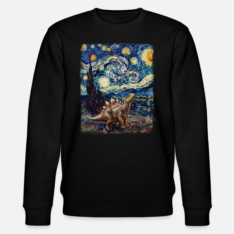 Stegosaurus Dinosaurier Sternennacht Gemälde - Stanley/Stella Unisex Bio-Sweatshirt CHANGER  - Schwarz