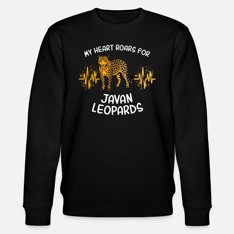 Java Leopard Heart Line - Stanley/Stella CHANGER Unisex Organic Sweatshirt - black
