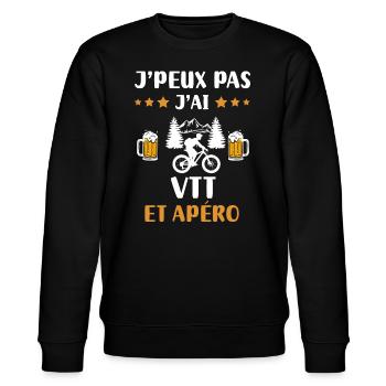 je peux pas j'ai VTT apéro humour cadeau - Sweat bio CHANGER Stanley/Stella Unisexe - noir - Devant - Nik (191cm) & Marisol (170cm)