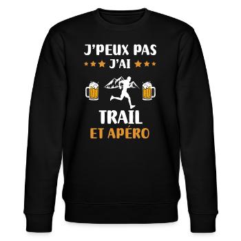 je peux pas j'ai trail apéro humour cadeau - Sweat bio CHANGER Stanley/Stella Unisexe - noir - Devant - Nik (191cm) & Marisol (170cm)