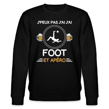 je peux pas j'ai foot apéro footballeur - Sweat bio CHANGER Stanley/Stella Unisexe - noir - Devant - Nik (191cm) & Marisol (170cm)