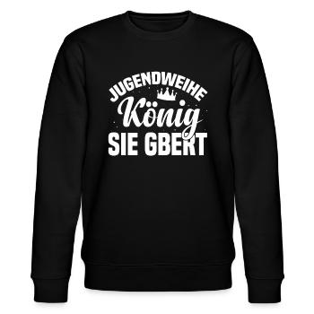 Jugendweihe Gästebuch Erwachsen Werden - Stanley/Stella Unisex Bio-Sweatshirt CHANGER  - Schwarz - Vorne - Nik (191cm) & Marisol (170cm)