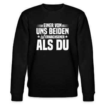 Erwachsen sein Jugendweihe - Stanley/Stella Unisex Bio-Sweatshirt CHANGER  - Schwarz - Vorne - Nik (191cm) & Marisol (170cm)