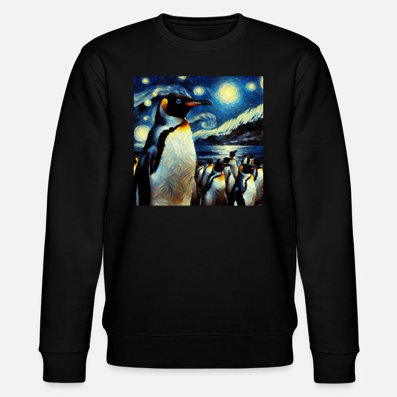 Galapagos Pinguin Starry Night - Stanley/Stella Unisex Bio-Sweatshirt CHANGER  - Schwarz