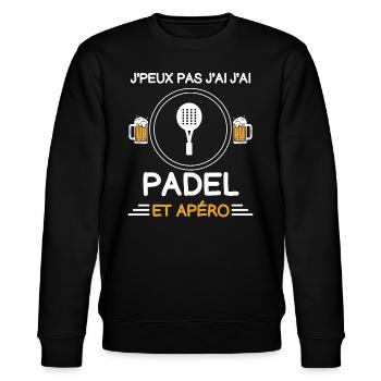I can't I have Padel Aperitif Padelist - Stanley/Stella Unisex Bio-Sweatshirt CHANGER  - Schwarz - Vorne - Nik (191cm) & Marisol (170cm)