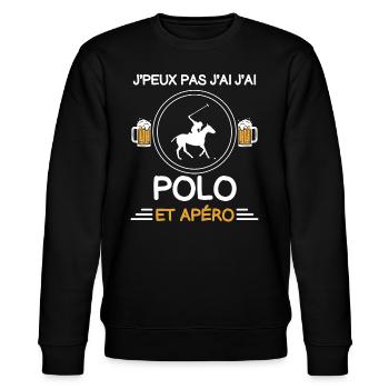I can't I have Polo Aperitif Rider - Stanley/Stella Unisex Bio-Sweatshirt CHANGER  - Schwarz - Vorne - Nik (191cm) & Marisol (170cm)