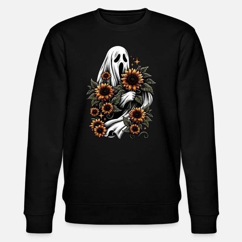Geist mit Sonnenblumen - Stanley/Stella Unisex Bio-Sweatshirt CHANGER  - Schwarz