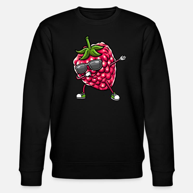 Berry Dancing Raspberries Fruit - Stanley/Stella CHANGER Unisex Organic Sweatshirt - black