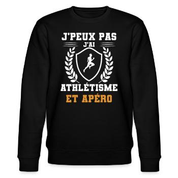 je peux pas j'ai athlétisme courir et apéro humour - Sweat bio CHANGER Stanley/Stella Unisexe - noir - Devant - Nik (191cm) & Marisol (170cm)