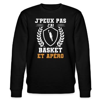 Ich kann nicht Basketball und Aperitif-Humor haben - Stanley/Stella Unisex Bio-Sweatshirt CHANGER  - Schwarz - Vorne - Nik (191cm) & Marisol (170cm)