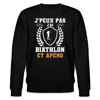 I can't I have biathlon and humorous aperitif - Stanley/Stella Unisex Bio-Sweatshirt CHANGER  - Schwarz - Vorne - Nik (191cm) & Marisol (170cm)