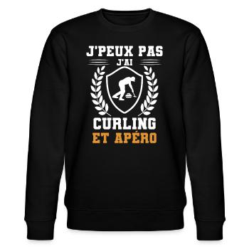 I can't I have curling and aperitif humor - Stanley/Stella CHANGER Unisex Organic Sweatshirt - black - Front - Nik (191cm) & Marisol (170cm)