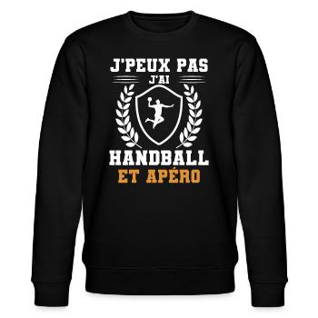 I can't I have Handball und humorvollen Apéro - Stanley/Stella Unisex Bio-Sweatshirt CHANGER  - Schwarz - Vorne - Nik (191cm) & Marisol (170cm)