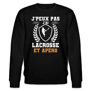 I can't I have Lacrosse und humorous aperitif - Stanley/Stella Unisex Bio-Sweatshirt CHANGER  - Schwarz - Vorne - Nik (191cm) & Marisol (170cm)