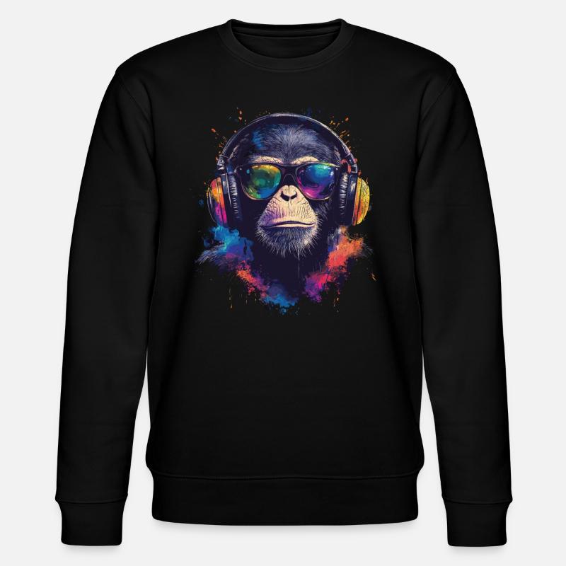 Cooler Affe Mit Sonnenbrille - Stanley/Stella Unisex Bio-Sweatshirt CHANGER  - Schwarz