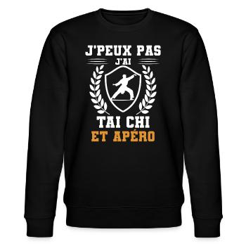 je peux pas j'ai tai chi et apéro humour - Sweat bio CHANGER Stanley/Stella Unisexe - noir - Devant - Nik (191cm) & Marisol (170cm)