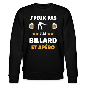 Ich kann nicht Ich habe Billard Aperitif Geschenk - Stanley/Stella Unisex Bio-Sweatshirt CHANGER  - Schwarz - Vorne - Nik (191cm) & Marisol (170cm)