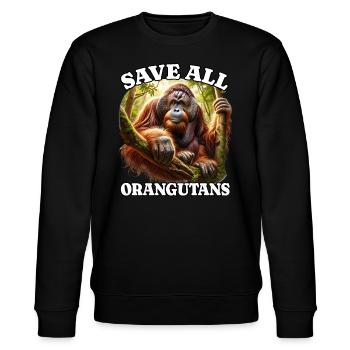 Orang Utan - Stanley/Stella Unisex Bio-Sweatshirt CHANGER  - Schwarz - Vorne - Nik (191cm) & Marisol (170cm)