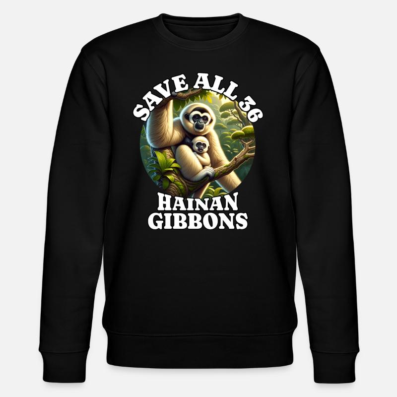 Gibbon Save Crested Gibbon - Stanley/Stella CHANGER Unisex Organic Sweatshirt - black