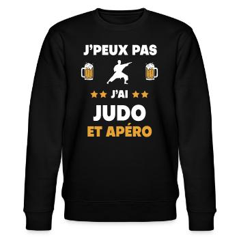 Ich kann kein Judo-Aperitif-Geschenk haben - Stanley/Stella Unisex Bio-Sweatshirt CHANGER  - Schwarz - Vorne - Nik (191cm) & Marisol (170cm)