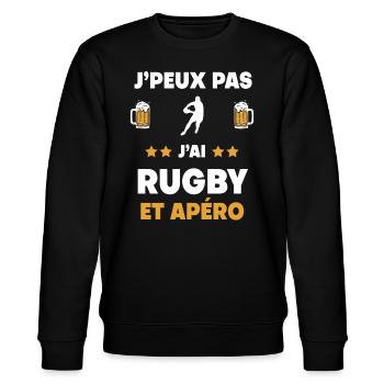 I can't I have rugby man aperitif gift - Stanley/Stella CHANGER Unisex Organic Sweatshirt - black - Front - Nik (191cm) & Marisol (170cm)