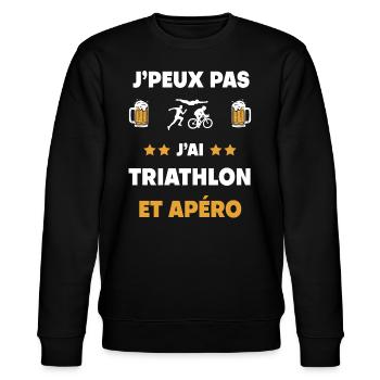 je peux pas j'ai triathlon apéro cadeau - Sweat bio CHANGER Stanley/Stella Unisexe - noir - Devant - Nik (191cm) & Marisol (170cm)