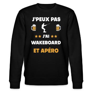 je peux pas j'ai wakeboard apéro cadeau - Sweat bio CHANGER Stanley/Stella Unisexe - noir - Devant - Nik (191cm) & Marisol (170cm)