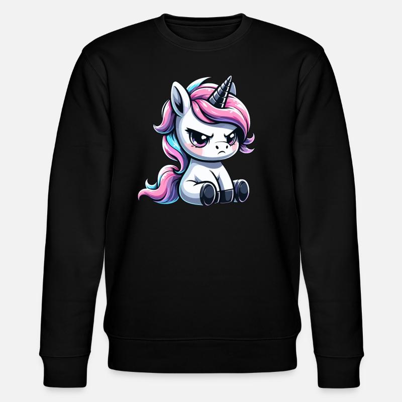 Launisches Einhorn - Stanley/Stella Unisex Bio-Sweatshirt CHANGER  - Schwarz