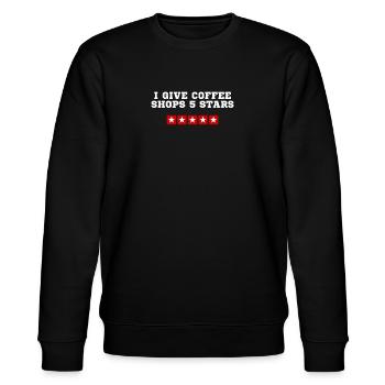 Ich gebe Coffeeshops 5 Sterne - Stanley/Stella Unisex Bio-Sweatshirt CHANGER  - Schwarz - Vorne - Nik (191cm) & Marisol (170cm)