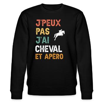 I can't I have horse man und vintage aperitif - Stanley/Stella Unisex Bio-Sweatshirt CHANGER  - Schwarz - Vorne - Nik (191cm) & Marisol (170cm)
