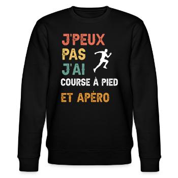 I can't I ran und Vintage Aperitif - Stanley/Stella Unisex Bio-Sweatshirt CHANGER  - Schwarz - Vorne - Nik (191cm) & Marisol (170cm)
