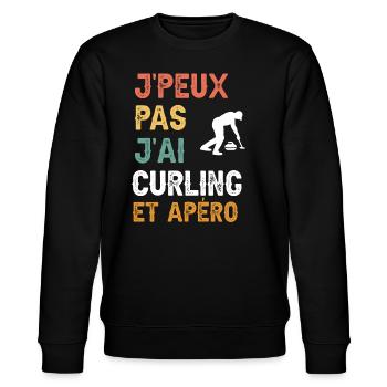 I can't I have curling and vintage aperitif - Stanley/Stella CHANGER Unisex Organic Sweatshirt - black - Front - Nik (191cm) & Marisol (170cm)