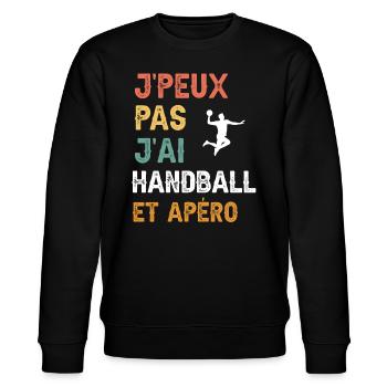Ich kann nicht Handball und Vintage-Aperitif haben - Stanley/Stella Unisex Bio-Sweatshirt CHANGER  - Schwarz - Vorne - Nik (191cm) & Marisol (170cm)